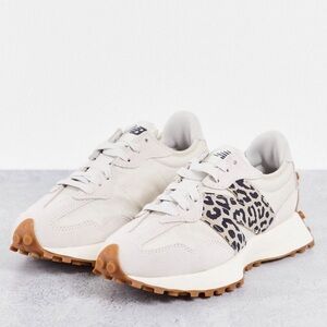 NIB New Balance 327 sneakers in off-white with leopard print detail